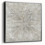 Minimalist Textured Art Pieces – Beige and Gray Radial Line Design
