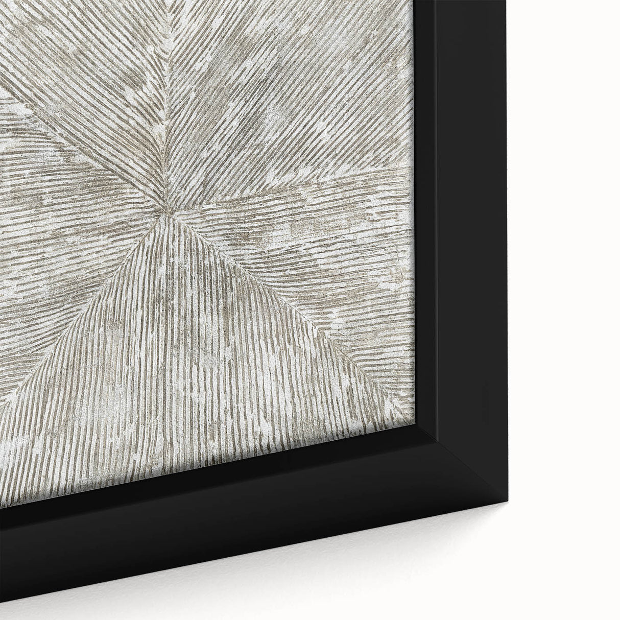 Minimalist Textured Art Pieces – Beige and Gray Radial Line Design