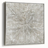 Minimalist Textured Art Pieces – Beige and Gray Radial Line Design