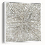 Minimalist Textured Art Pieces – Beige and Gray Radial Line Design