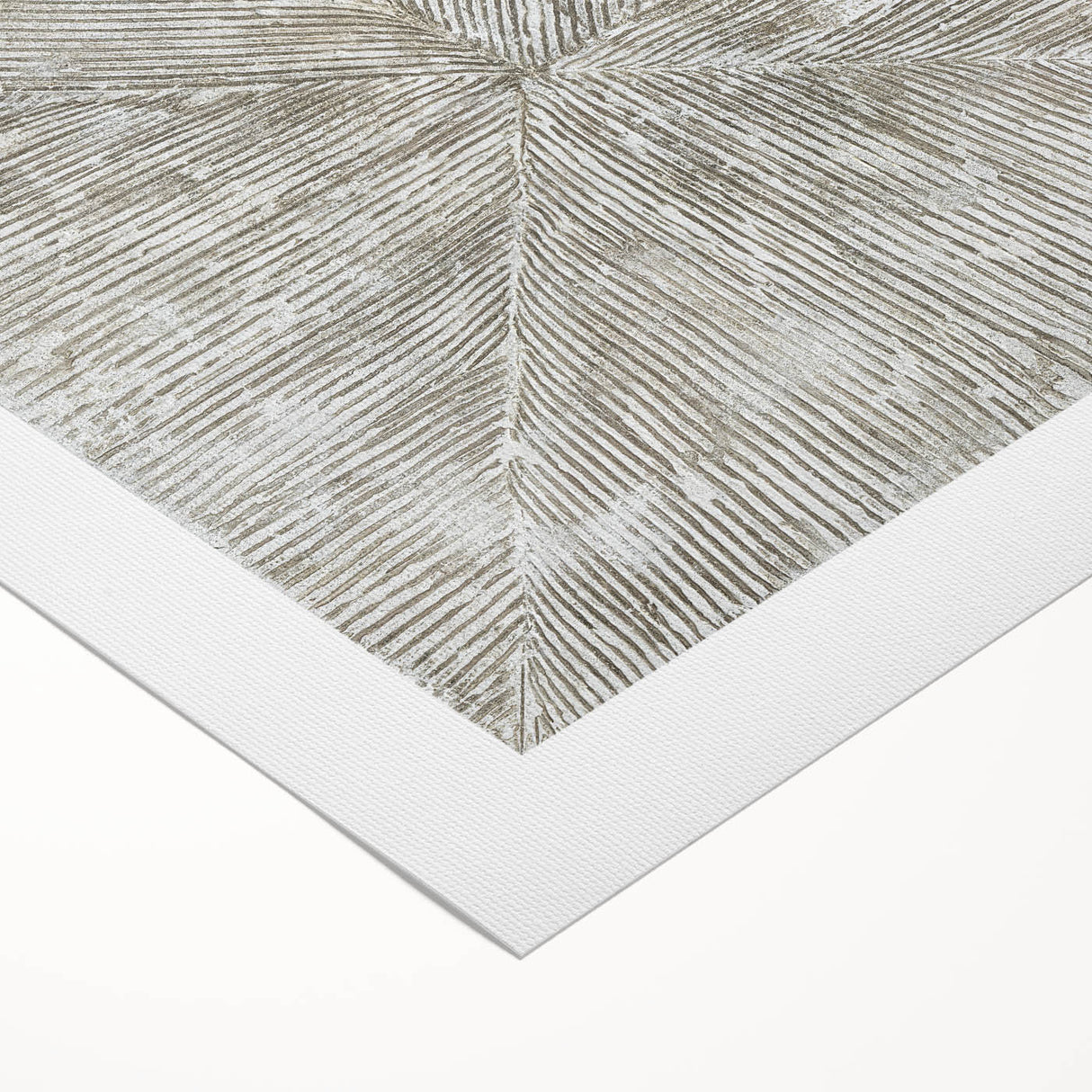 Minimalist Textured Art Pieces – Beige and Gray Radial Line Design
