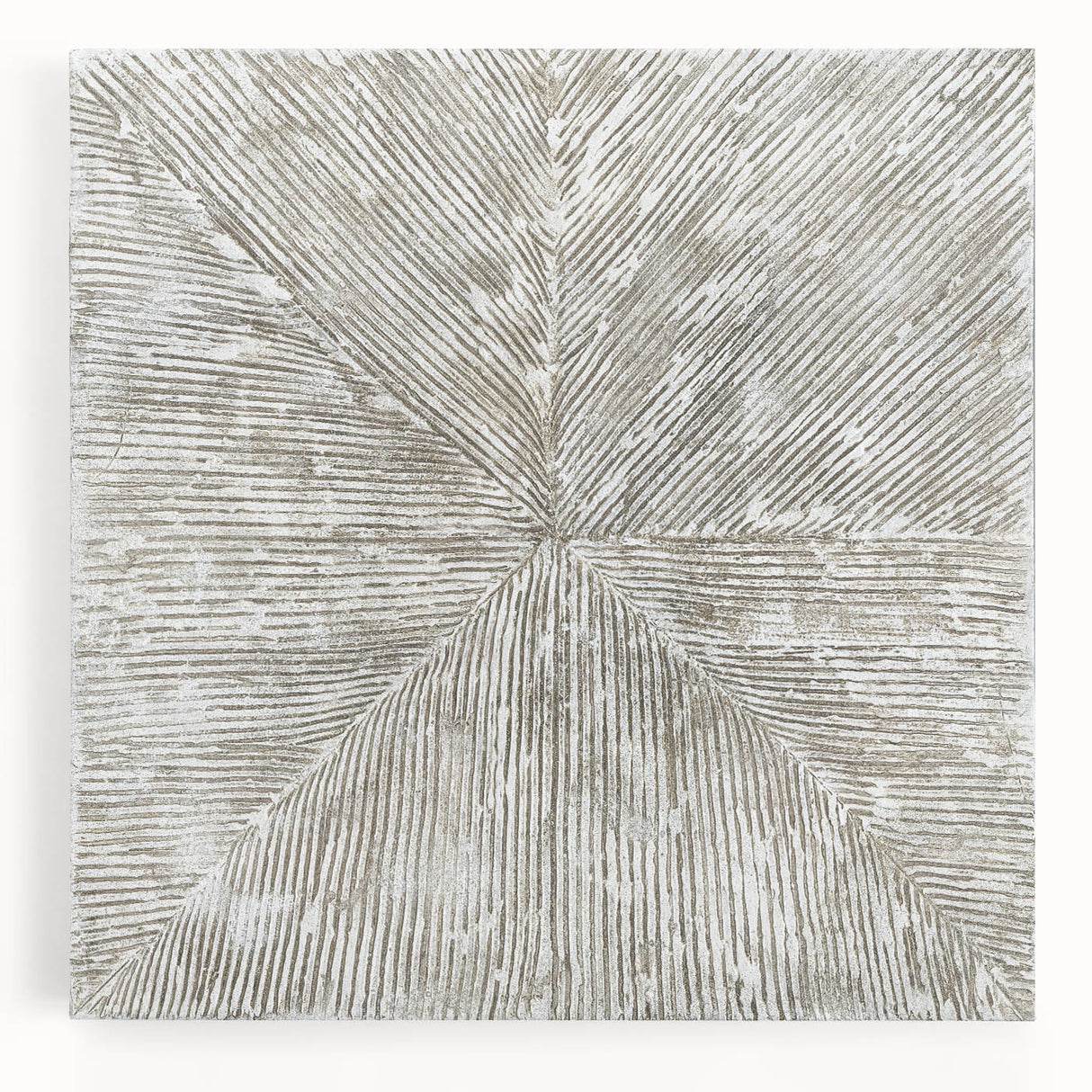 Minimalist Textured Art Pieces – Beige and Gray Radial Line Design