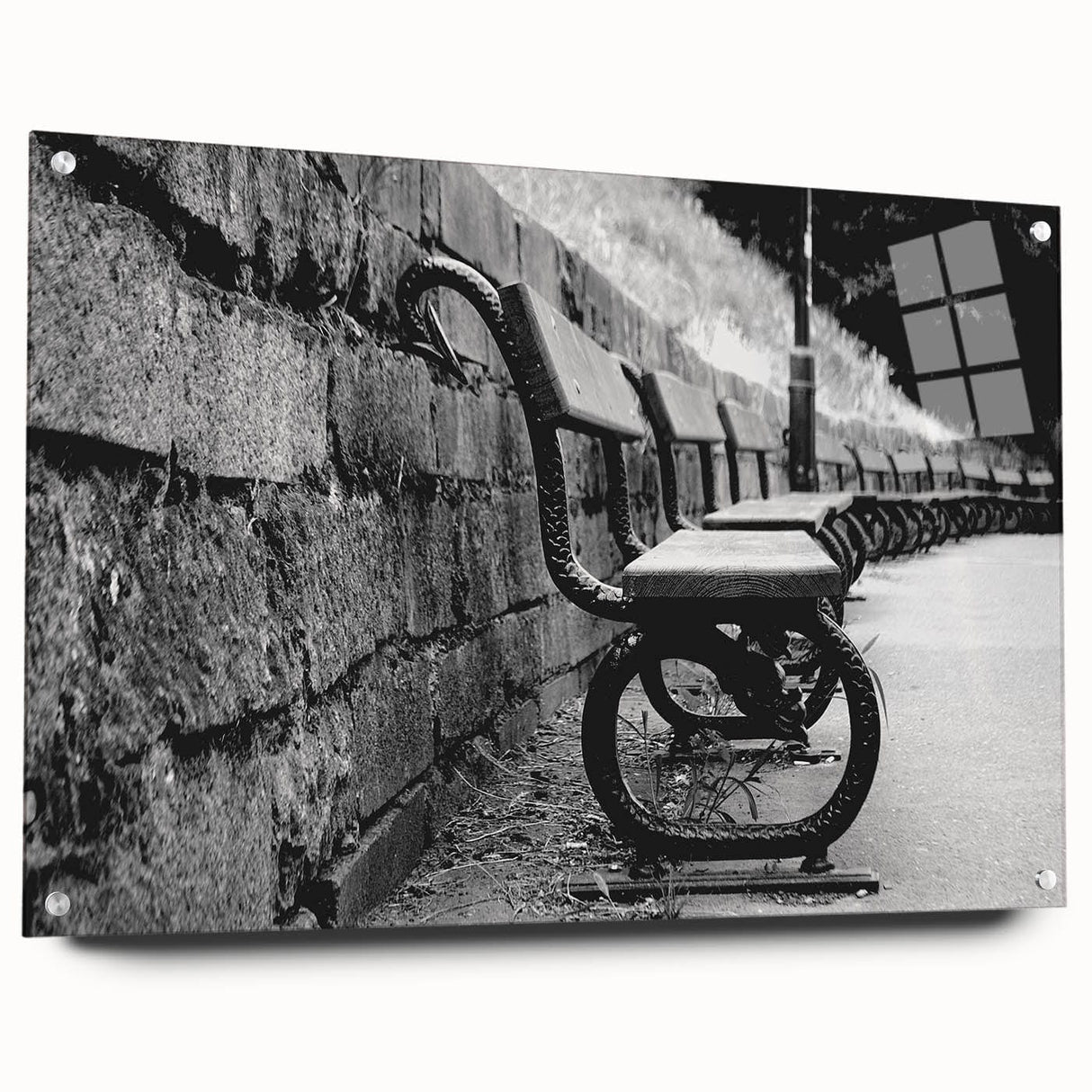 Contemporary Urban Scenery Prints – Vintage Park Bench Art