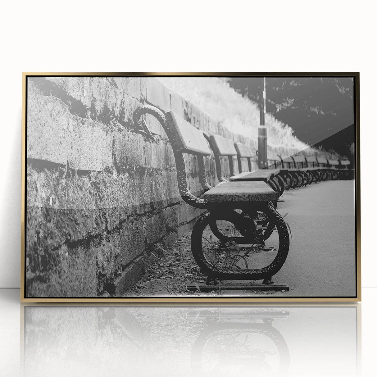 Contemporary Urban Scenery Prints – Vintage Park Bench Art