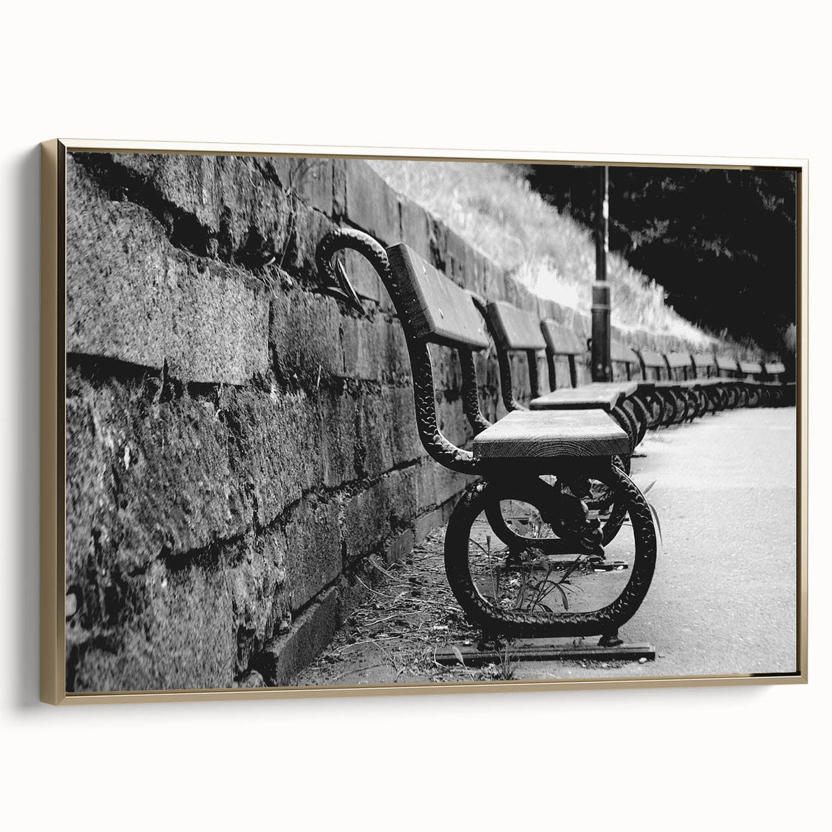 Contemporary Urban Scenery Prints – Vintage Park Bench Art