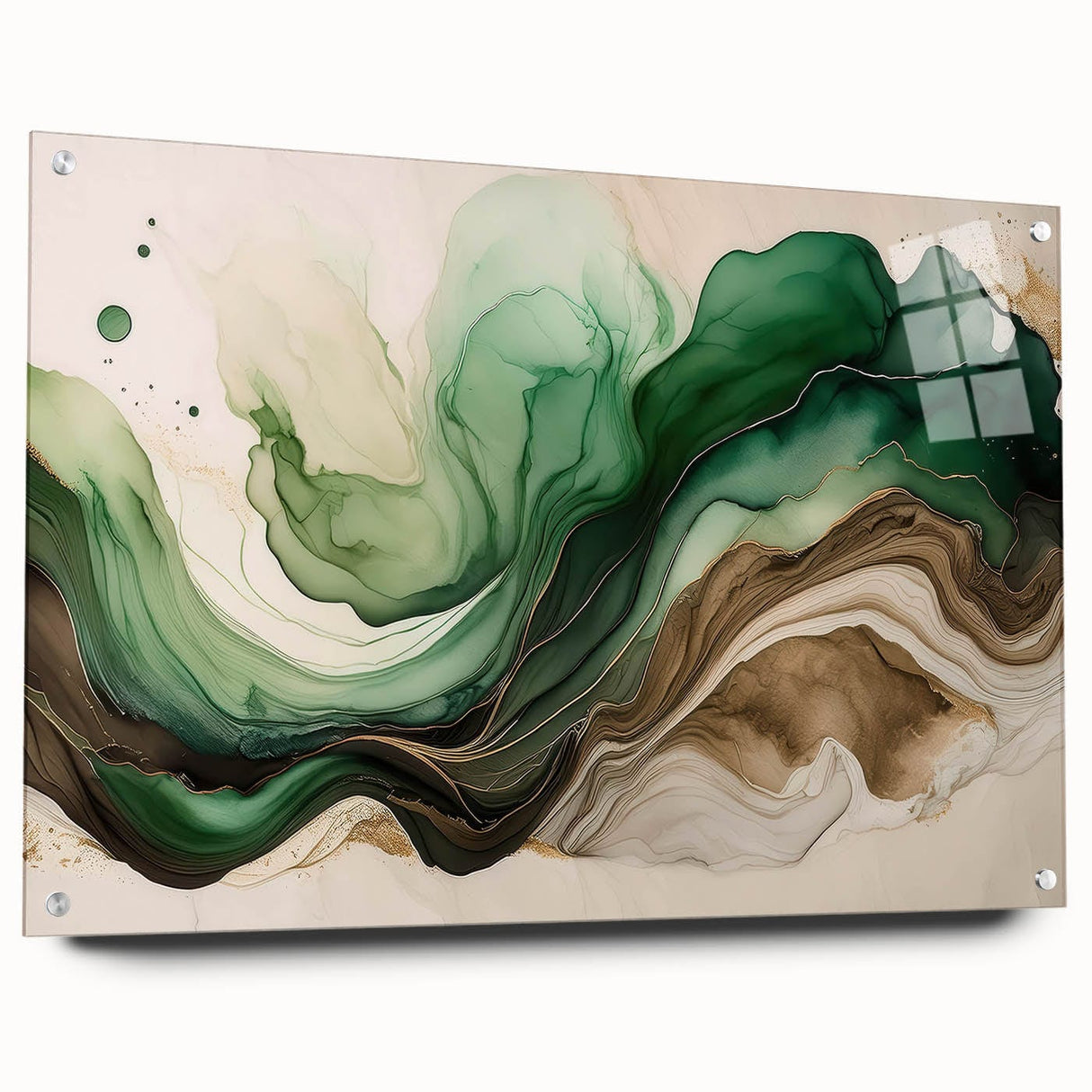 Fluid Acrylic Wall Decor – Green & Earth-Toned Abstract Canvas Art