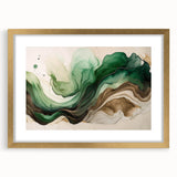 Fluid Acrylic Wall Decor – Green & Earth-Toned Abstract Canvas Art