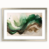 Fluid Acrylic Wall Decor – Green & Earth-Toned Abstract Canvas Art