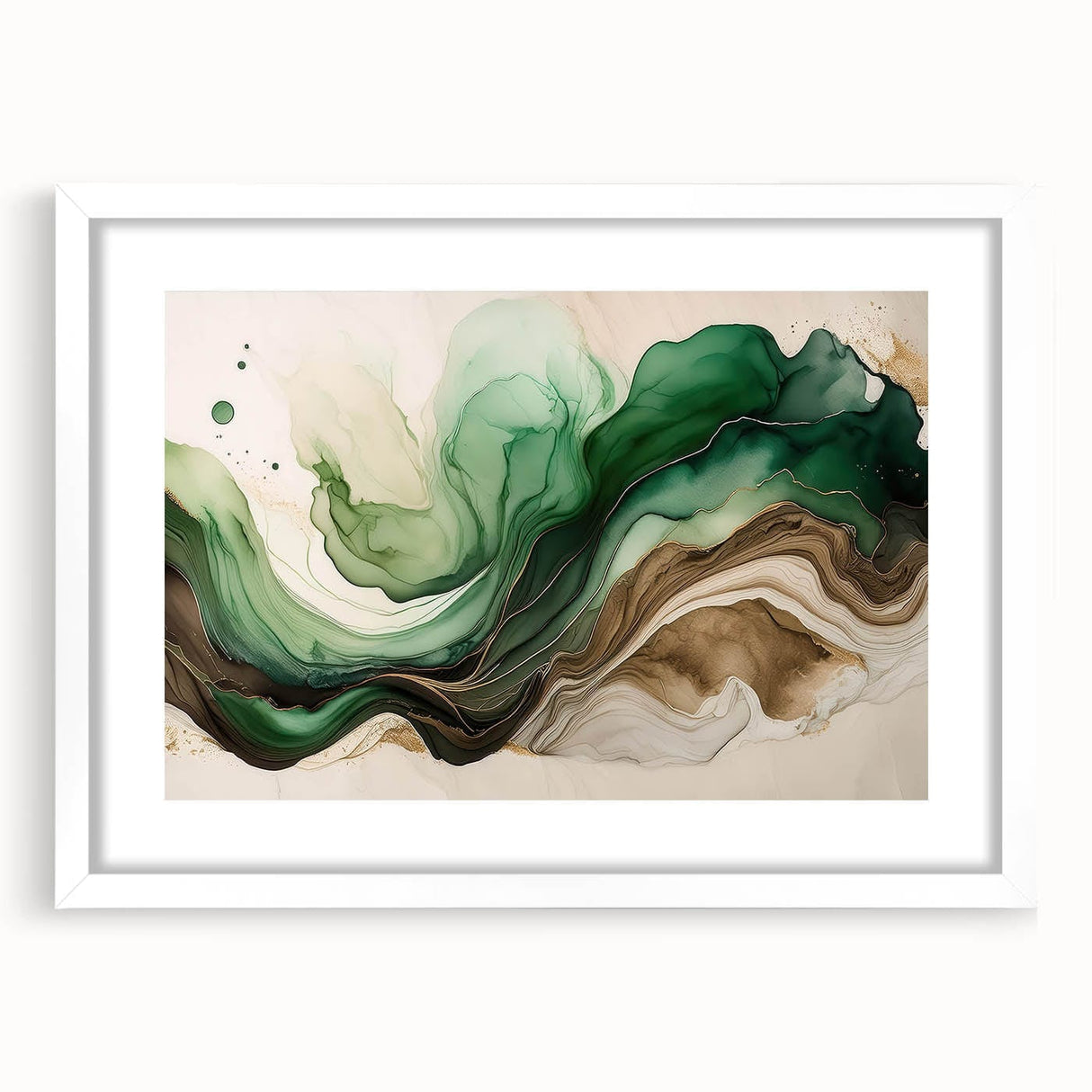 Fluid Acrylic Wall Decor – Green & Earth-Toned Abstract Canvas Art