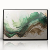 Fluid Acrylic Wall Decor – Green & Earth-Toned Abstract Canvas Art