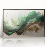 Fluid Acrylic Wall Decor – Green & Earth-Toned Abstract Canvas Art