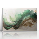 Fluid Acrylic Wall Decor – Green & Earth-Toned Abstract Canvas Art