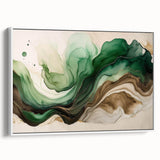 Fluid Acrylic Wall Decor – Green & Earth-Toned Abstract Canvas Art
