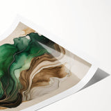 Fluid Acrylic Wall Decor – Green & Earth-Toned Abstract Canvas Art