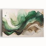 Fluid Acrylic Wall Decor – Green & Earth-Toned Abstract Canvas Art