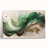 Fluid Acrylic Wall Decor – Green & Earth-Toned Abstract Canvas Art
