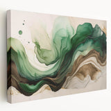 Fluid Acrylic Wall Decor – Green & Earth-Toned Abstract Canvas Art