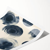 Modern Black and White Geometric Wall Art - Circular Abstract Canvas