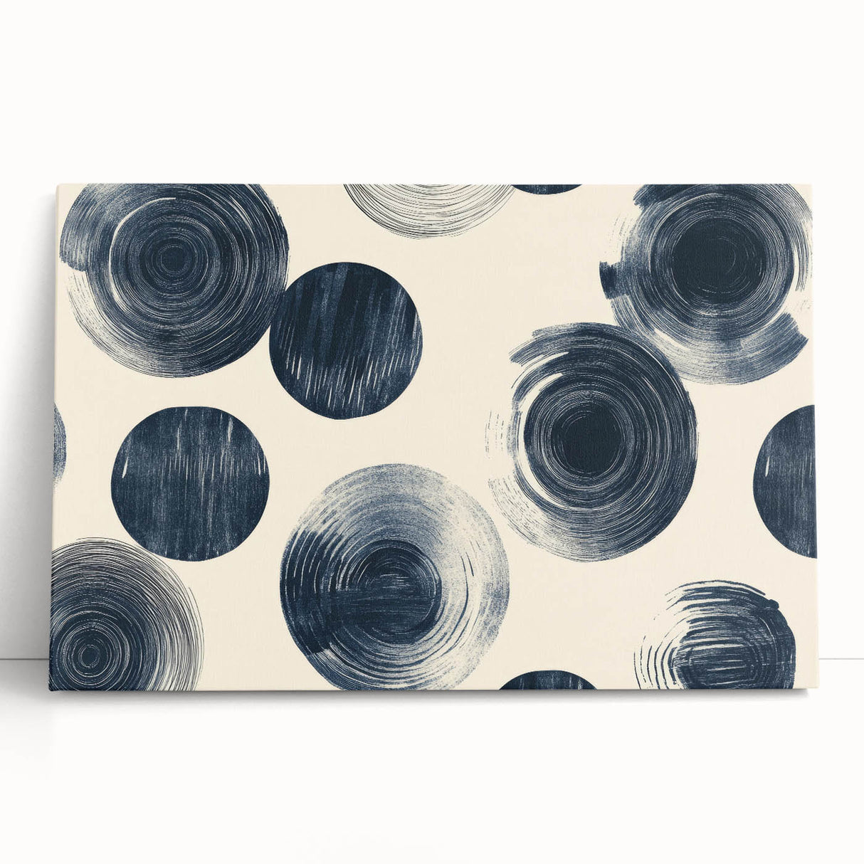 Modern Black and White Geometric Wall Art - Circular Abstract Canvas