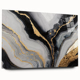High-End Abstract Wall Decor – Black, Gray & Gold Canvas Art