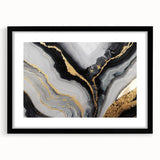 High-End Abstract Wall Decor – Black, Gray & Gold Canvas Art
