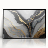 High-End Abstract Wall Decor – Black, Gray & Gold Canvas Art