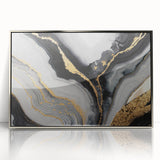 High-End Abstract Wall Decor – Black, Gray & Gold Canvas Art