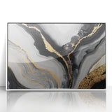 High-End Abstract Wall Decor – Black, Gray & Gold Canvas Art