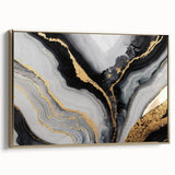 High-End Abstract Wall Decor – Black, Gray & Gold Canvas Art