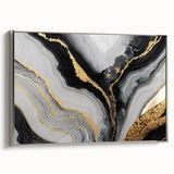 High-End Abstract Wall Decor – Black, Gray & Gold Canvas Art