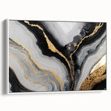 High-End Abstract Wall Decor – Black, Gray & Gold Canvas Art