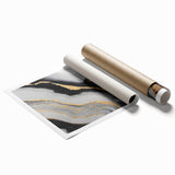 High-End Abstract Wall Decor – Black, Gray & Gold Canvas Art