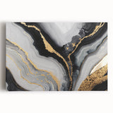 High-End Abstract Wall Decor – Black, Gray & Gold Canvas Art