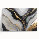 High-End Abstract Wall Decor – Black, Gray & Gold Canvas Art