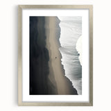 Lone Walker on Black Sand Beach – Minimalist Fine Art Photography