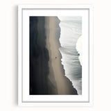 Lone Walker on Black Sand Beach – Minimalist Fine Art Photography
