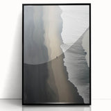 Lone Walker on Black Sand Beach – Minimalist Fine Art Photography