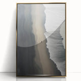 Lone Walker on Black Sand Beach – Minimalist Fine Art Photography