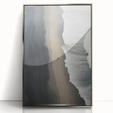 Lone Walker on Black Sand Beach – Minimalist Fine Art Photography