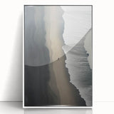 Lone Walker on Black Sand Beach – Minimalist Fine Art Photography