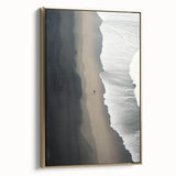 Lone Walker on Black Sand Beach – Minimalist Fine Art Photography
