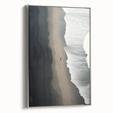 Lone Walker on Black Sand Beach – Minimalist Fine Art Photography