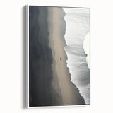 Lone Walker on Black Sand Beach – Minimalist Fine Art Photography