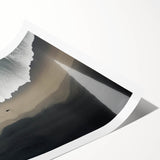 Lone Walker on Black Sand Beach – Minimalist Fine Art Photography