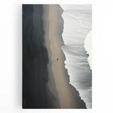 Lone Walker on Black Sand Beach – Minimalist Fine Art Photography