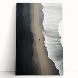 Lone Walker on Black Sand Beach – Minimalist Fine Art Photography
