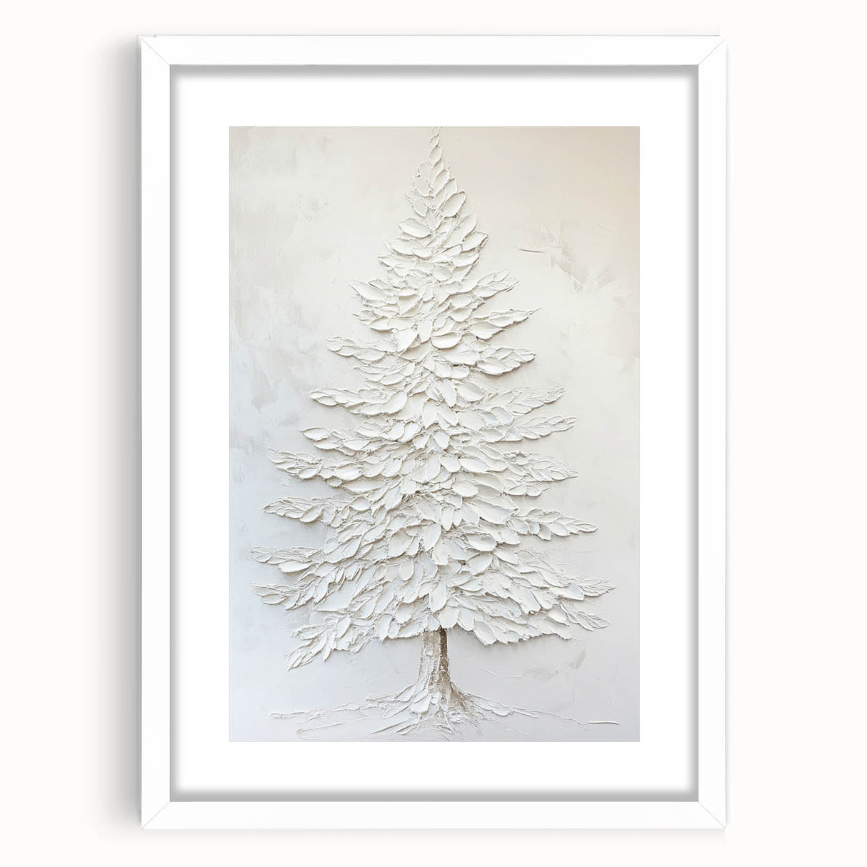 Minimalist White Tree – Textured Botanical & Nature Art Prints