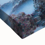 Minimalist Coastal Landscape Art – Sunset Mist Over Rocky Shoreline