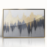 Serene Landscape Wall Art – Gold & Gray Abstract Forest