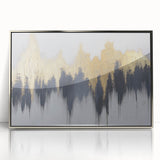 Serene Landscape Wall Art – Gold & Gray Abstract Forest
